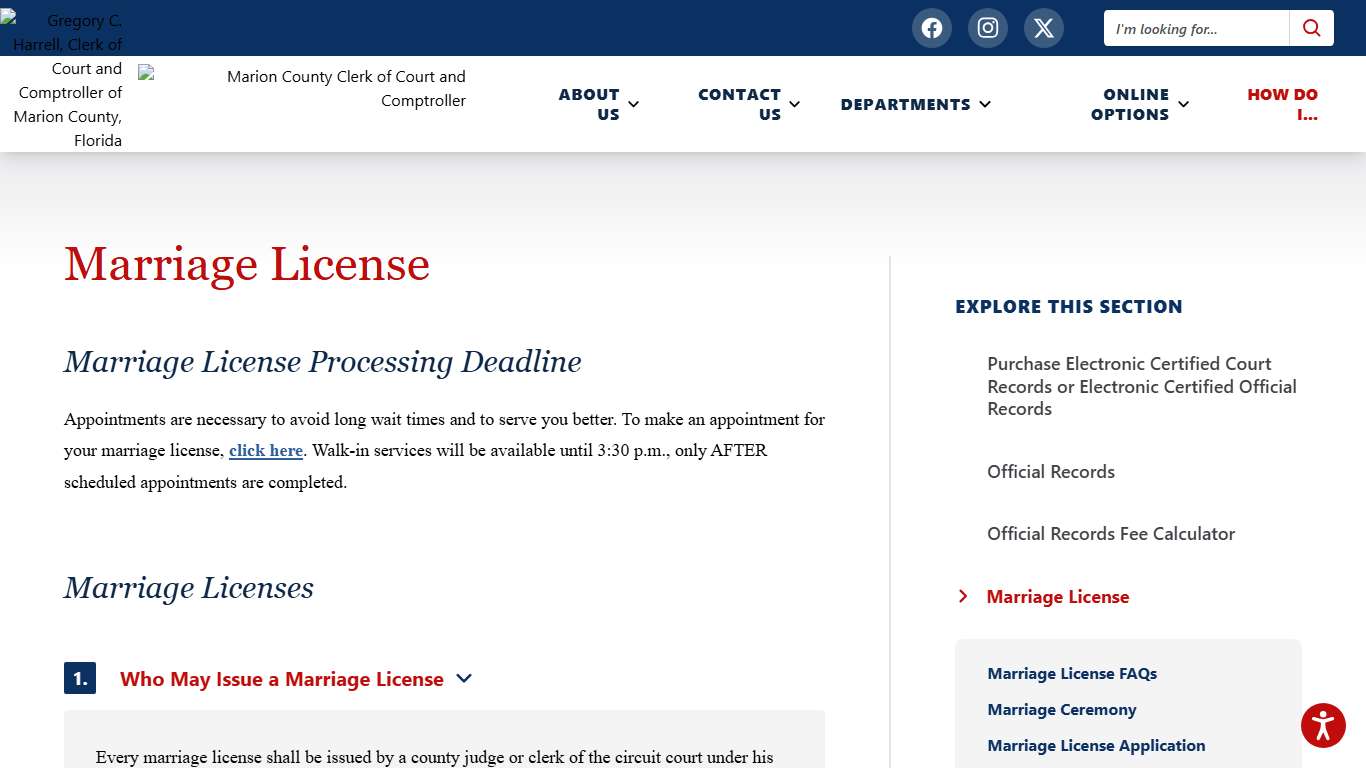 Marriage License Marion County Clerk of Court and Comptroller